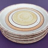 Set 11 plates Gien France model Etna spirals bohemian retro 1970