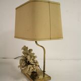 Lampe de table en corail et laiton, années 1970