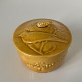 Small round covered terrine in yellow glazed porcelain