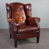 Patinated sheepskin armchair