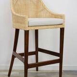 Wooden and rattan bar stool, France
