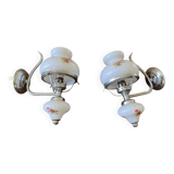 Pair of sconces with opalines