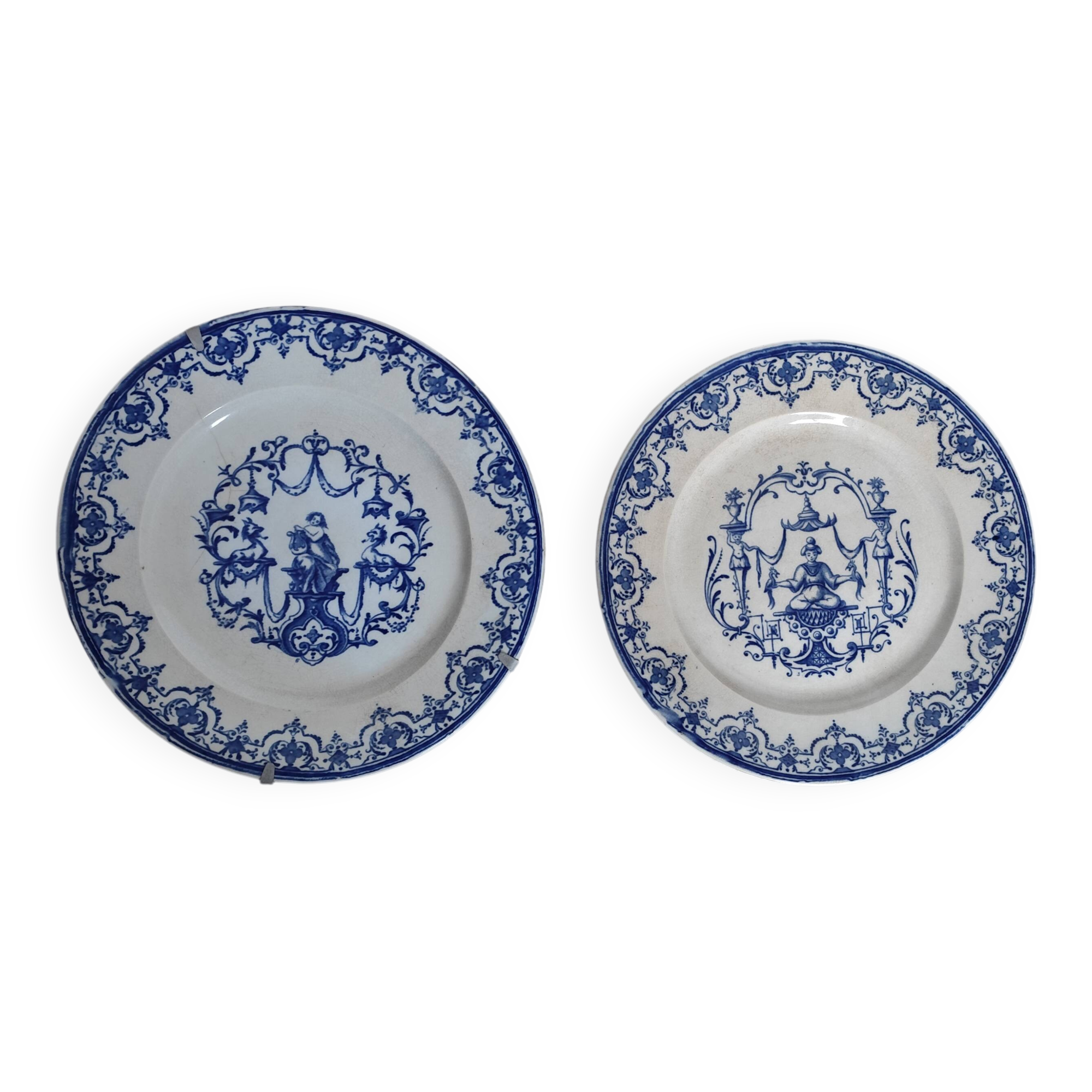 Duo d'assiettes Jules VIEILLARD & Cie XIXè Modèle Moustiers