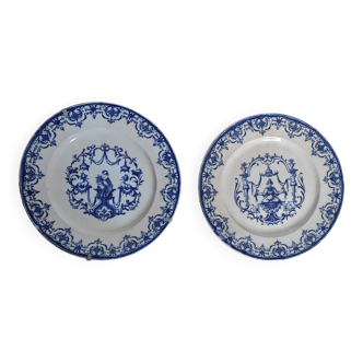 Pair of plates Jules VIEILLARD & Cie 19th century Moustiers model