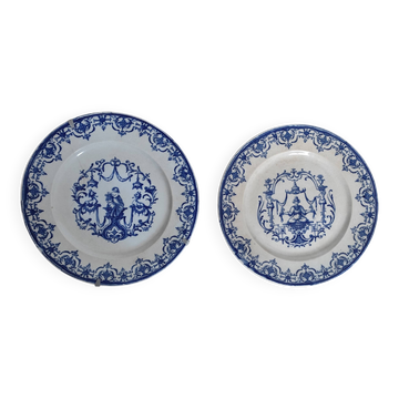 Duo d'assiettes Jules VIEILLARD & Cie XIXè Modèle Moustiers