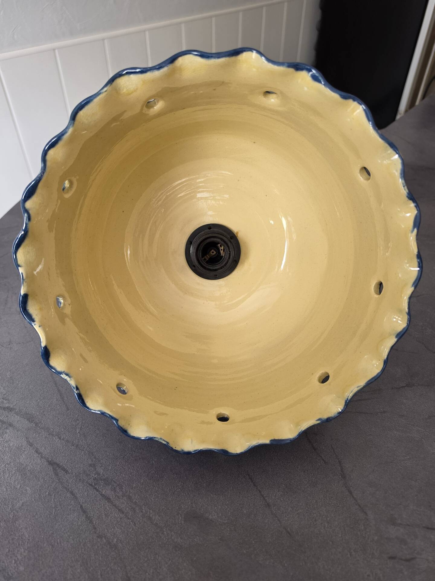 Old glazed ceramic suspension from Soufflenheim, Alsace.