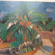 Lithograph 1963 path with palm tree, after painting by hans purrmann 1880, matisse fauvism