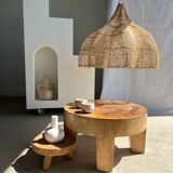 Quadripod coffee table in solid wood monoxyl natural color (dark)