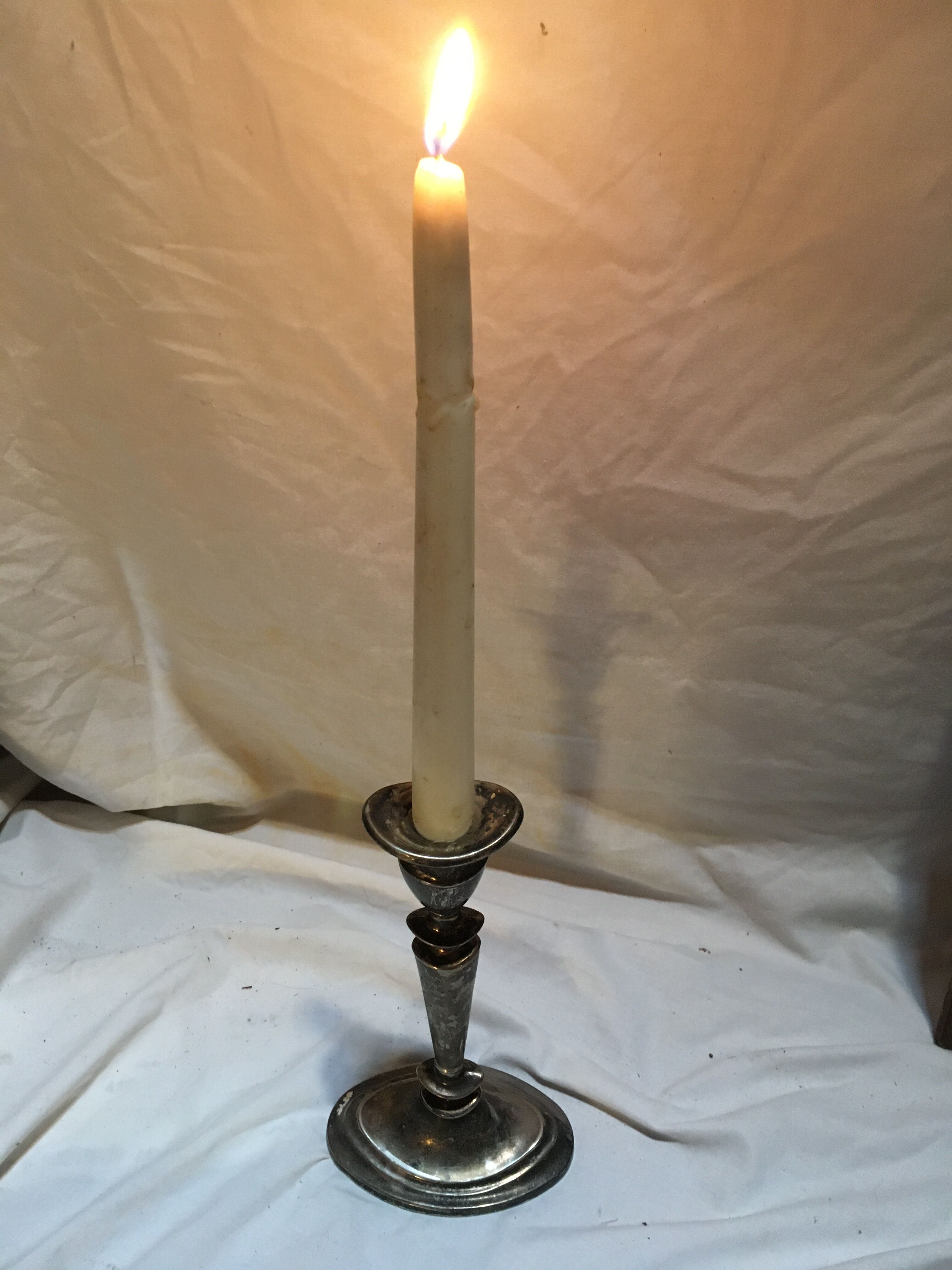 Silver metal candle holder
