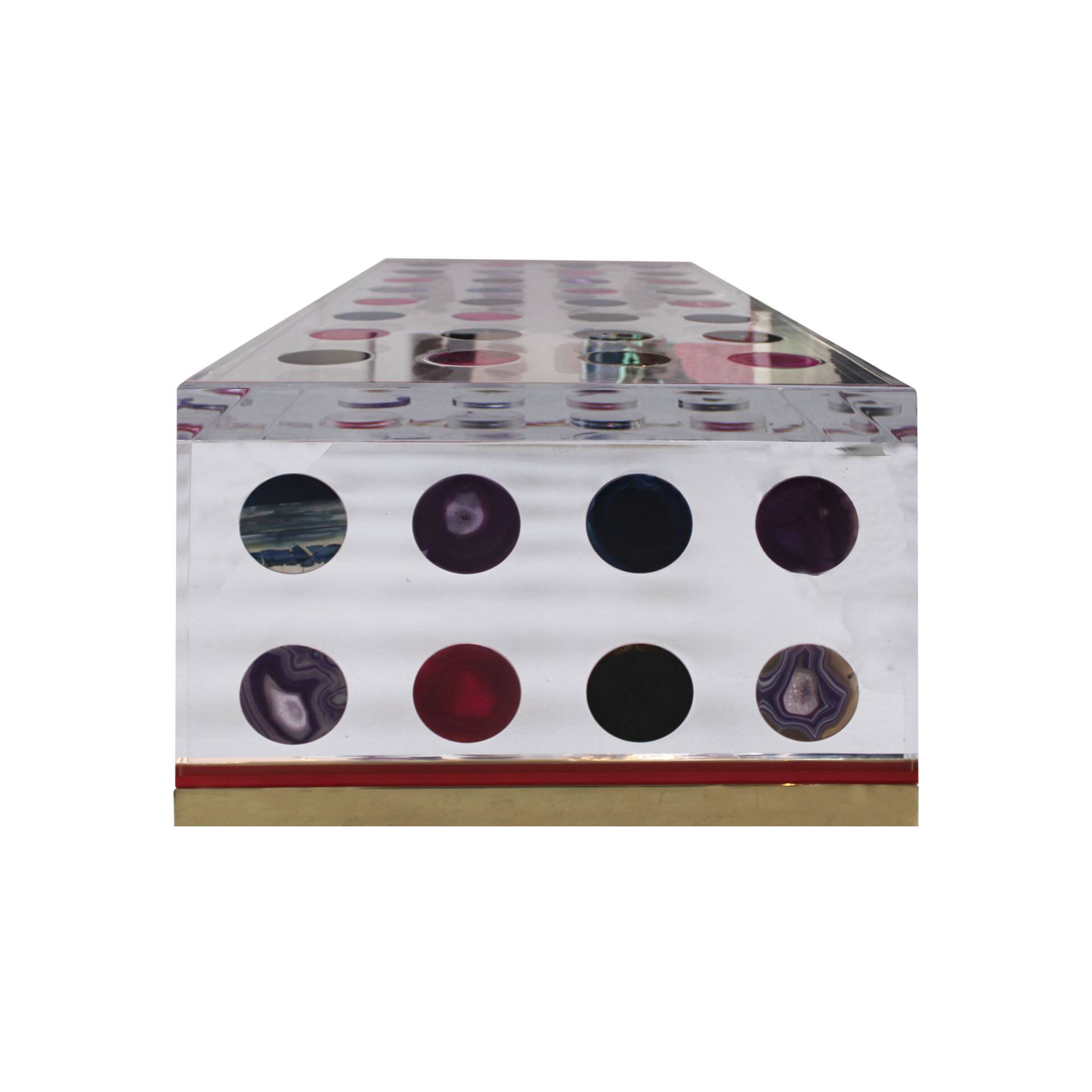 Table basse italienne en grand format avec des agates colorées conçue par Superego Studio