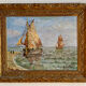 Ancient painting, Marine, signed 20th century