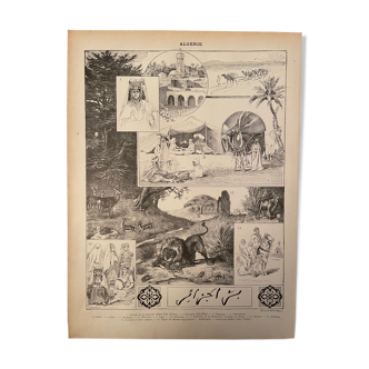 Lithographie algérie du nouveau larousse illustré 1897