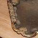Vintage silver and gold metal serving tray – Grape cluster decoration – 36 cm