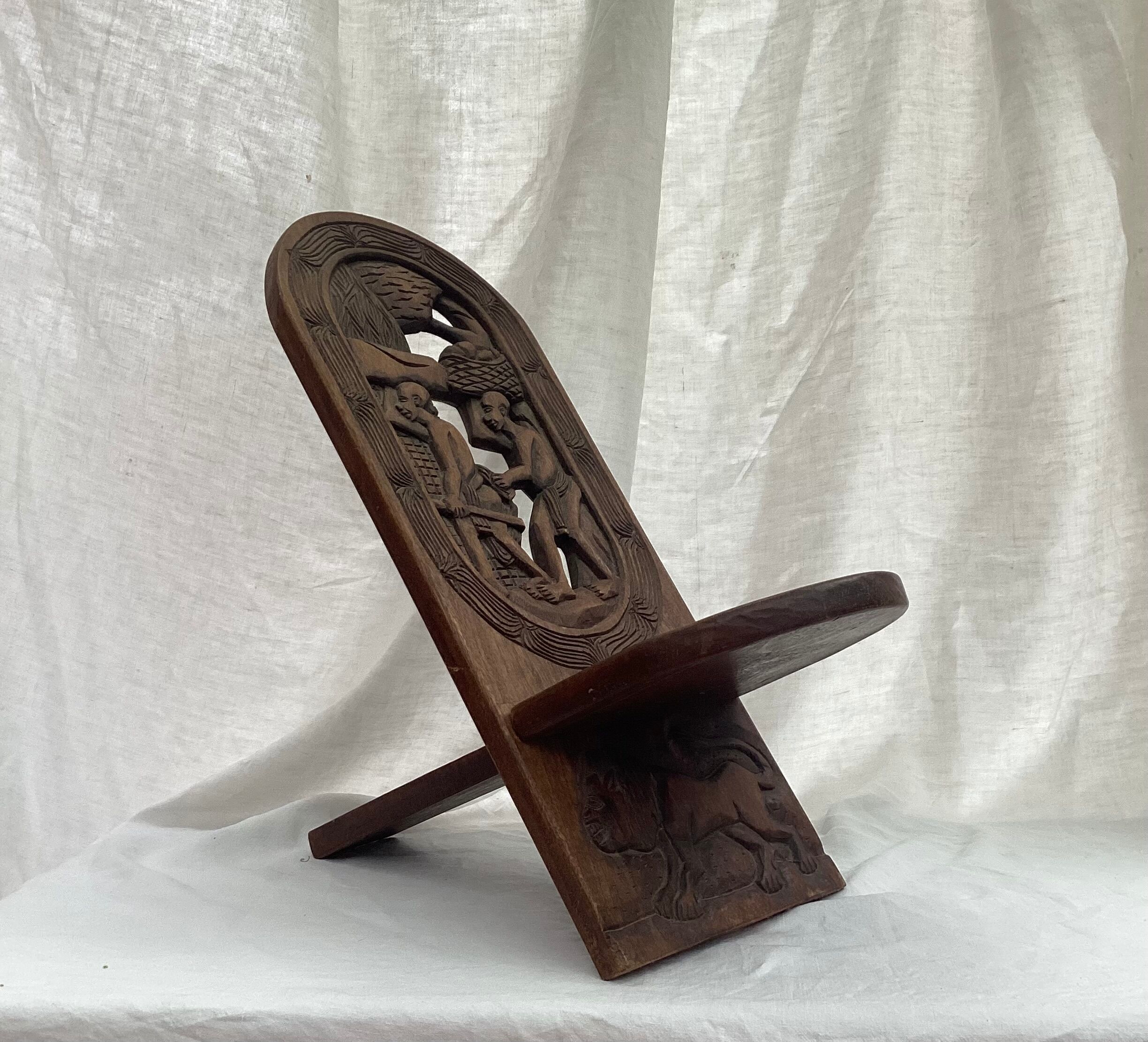African chair in wood worked