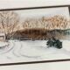 Framed watercolor Winter Landscape under the snow by D.Camelo