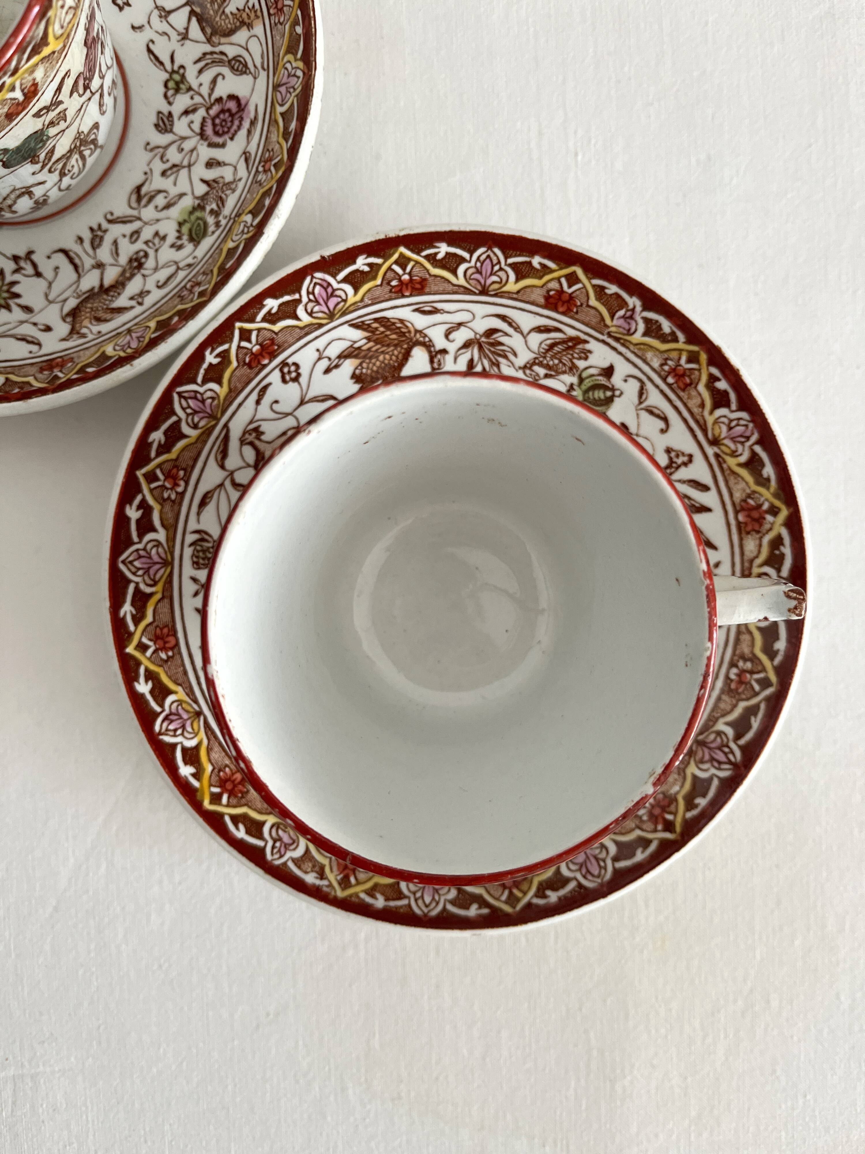 2 polychrome ironstone coffee cups Choisy le Roi