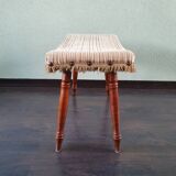 Wooden footrest with fringed fabric upholstery, 1970