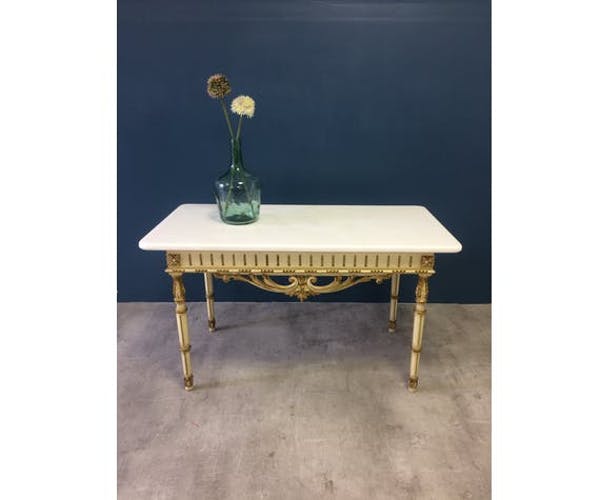 Antique wooden and marble coffee table