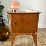 Bedside table in oak and brass 50s
