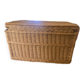 Coffre rotin vintage