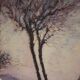 Peinture de paysage enneigé italien signée et datée de 1932.