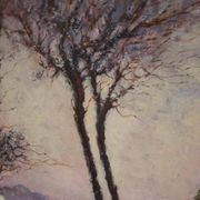 Peinture de paysage enneigé italien signée et datée de 1932.