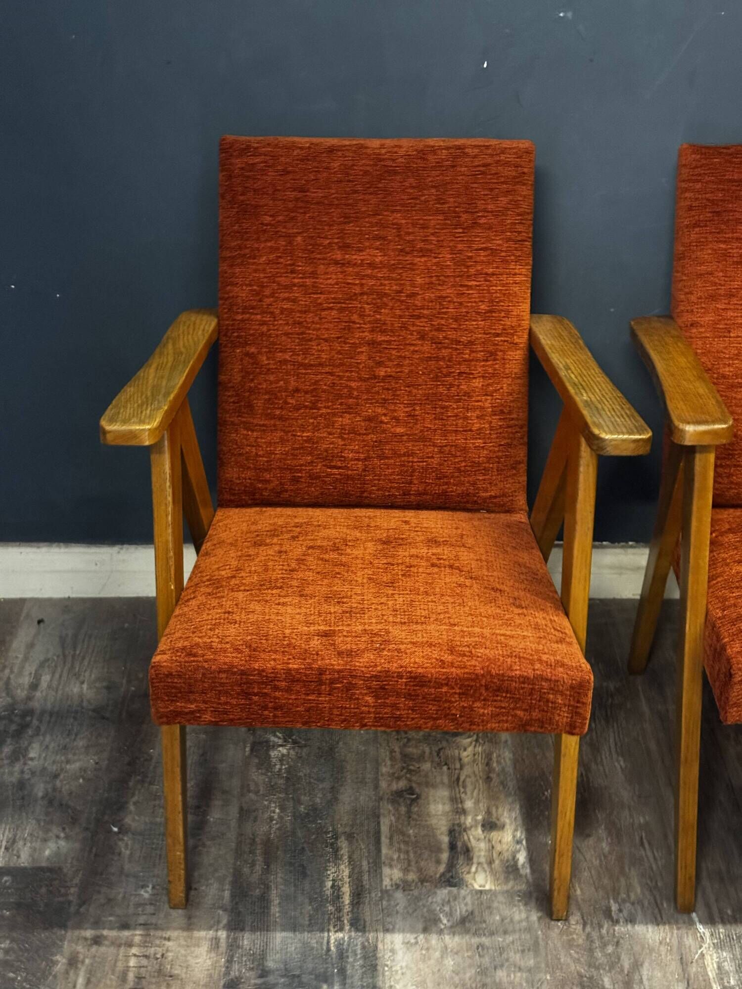 Pair of restored vintage compass armchairs from the 1950s/1960s.