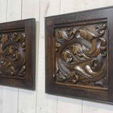 Pair of carved oak panels by Joseph Savina (1901-1983)