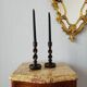 Pair of twisted wood candlesticks (Barley twist)