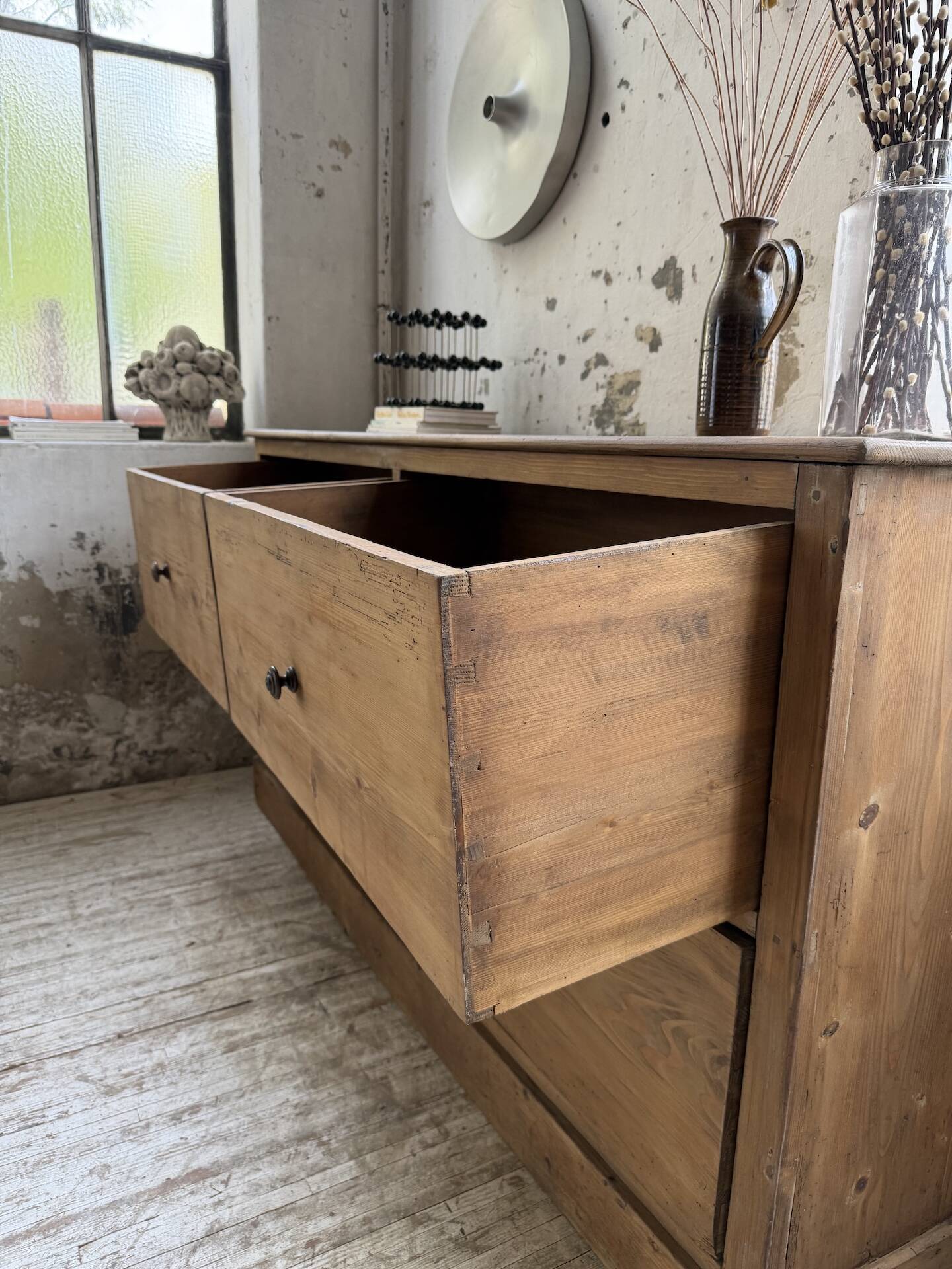 1950s pine workshop furniture 175cm