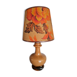 Vintage caramel table lamp with its flowery lampshade