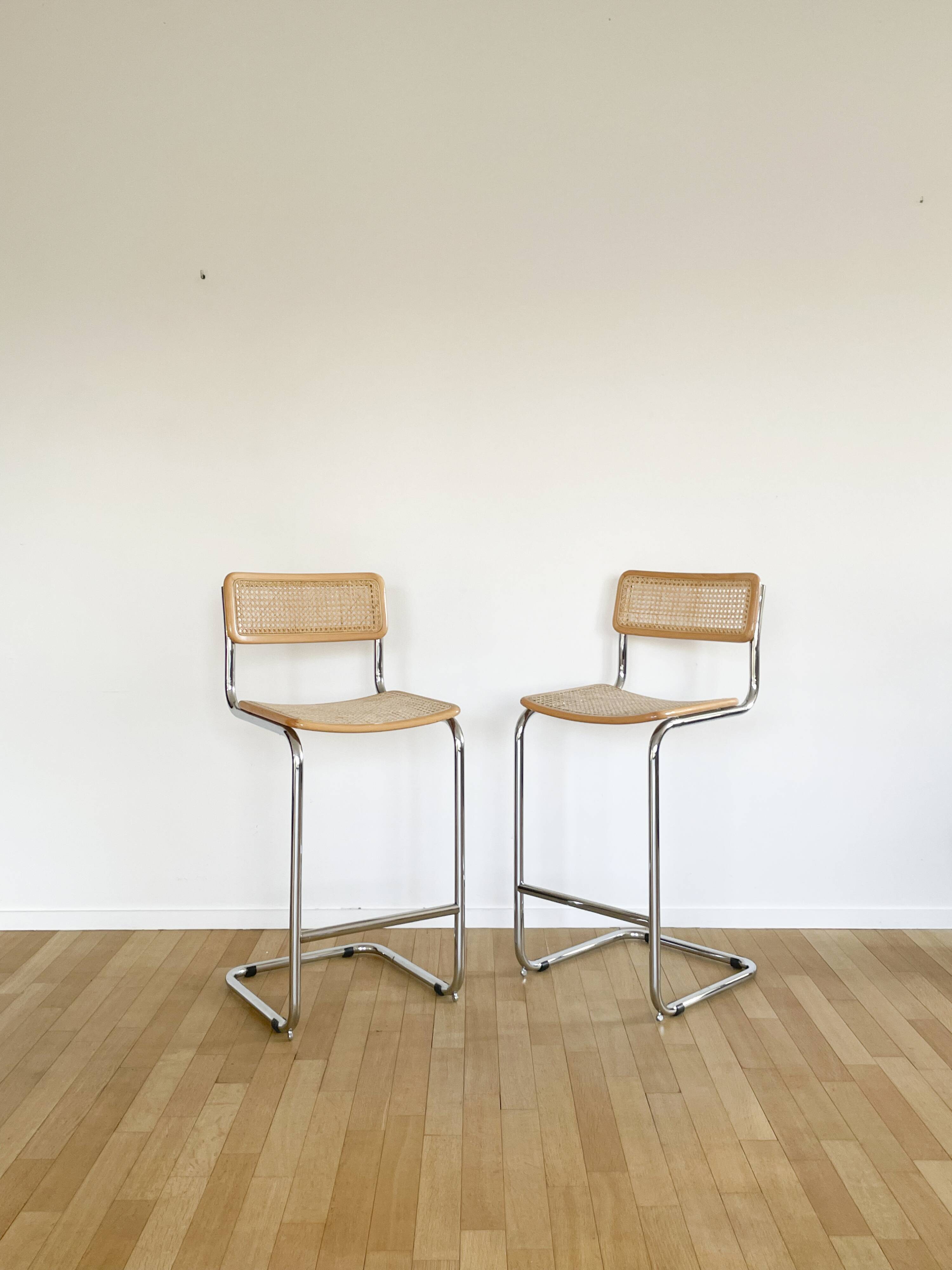 Pair bar chairs Cesca S32 Marcel Breuer, 1970