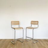Pair bar chairs Cesca S32 Marcel Breuer, 1970