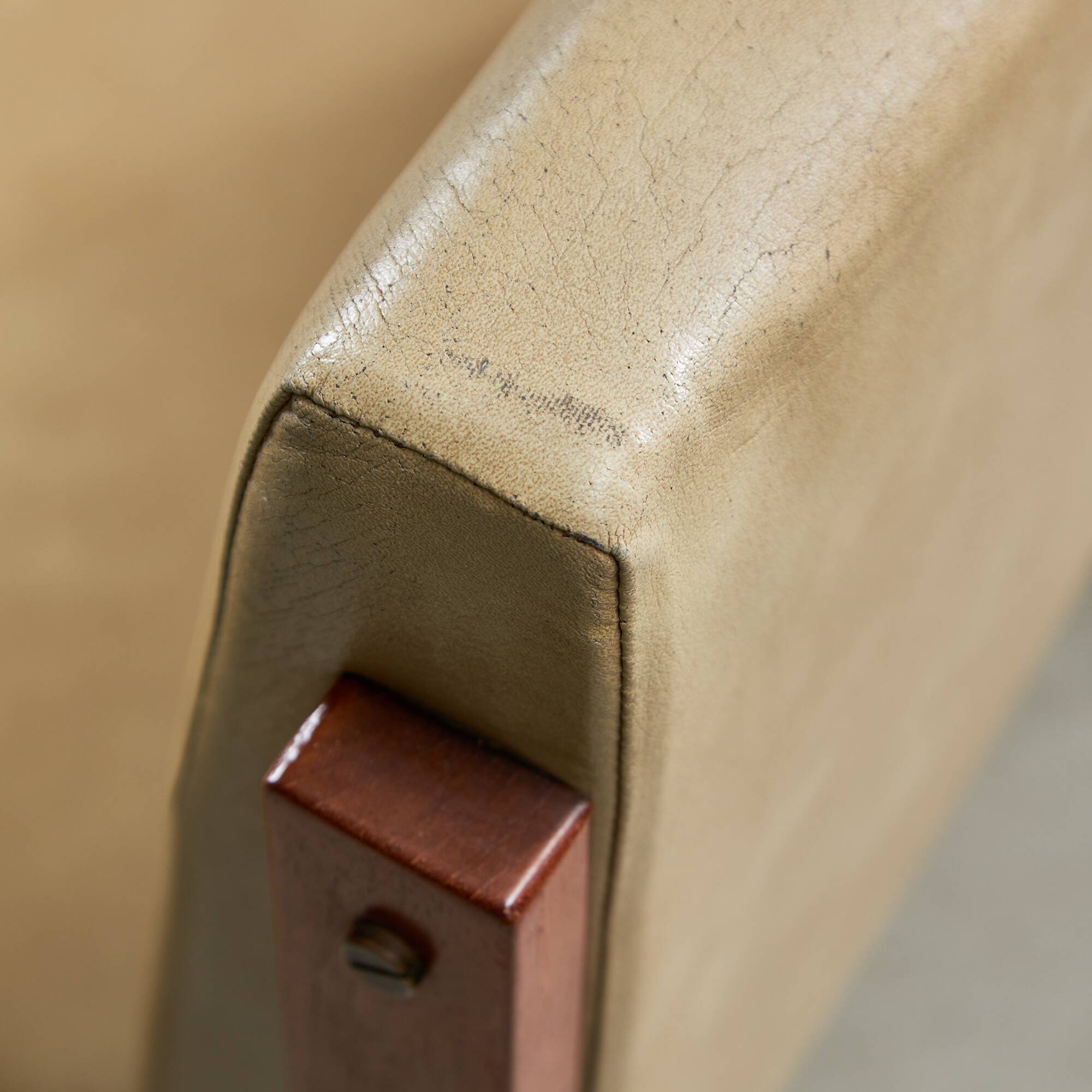 Angular, Teak Wood and Leather Chair with Copper Details, 1970s