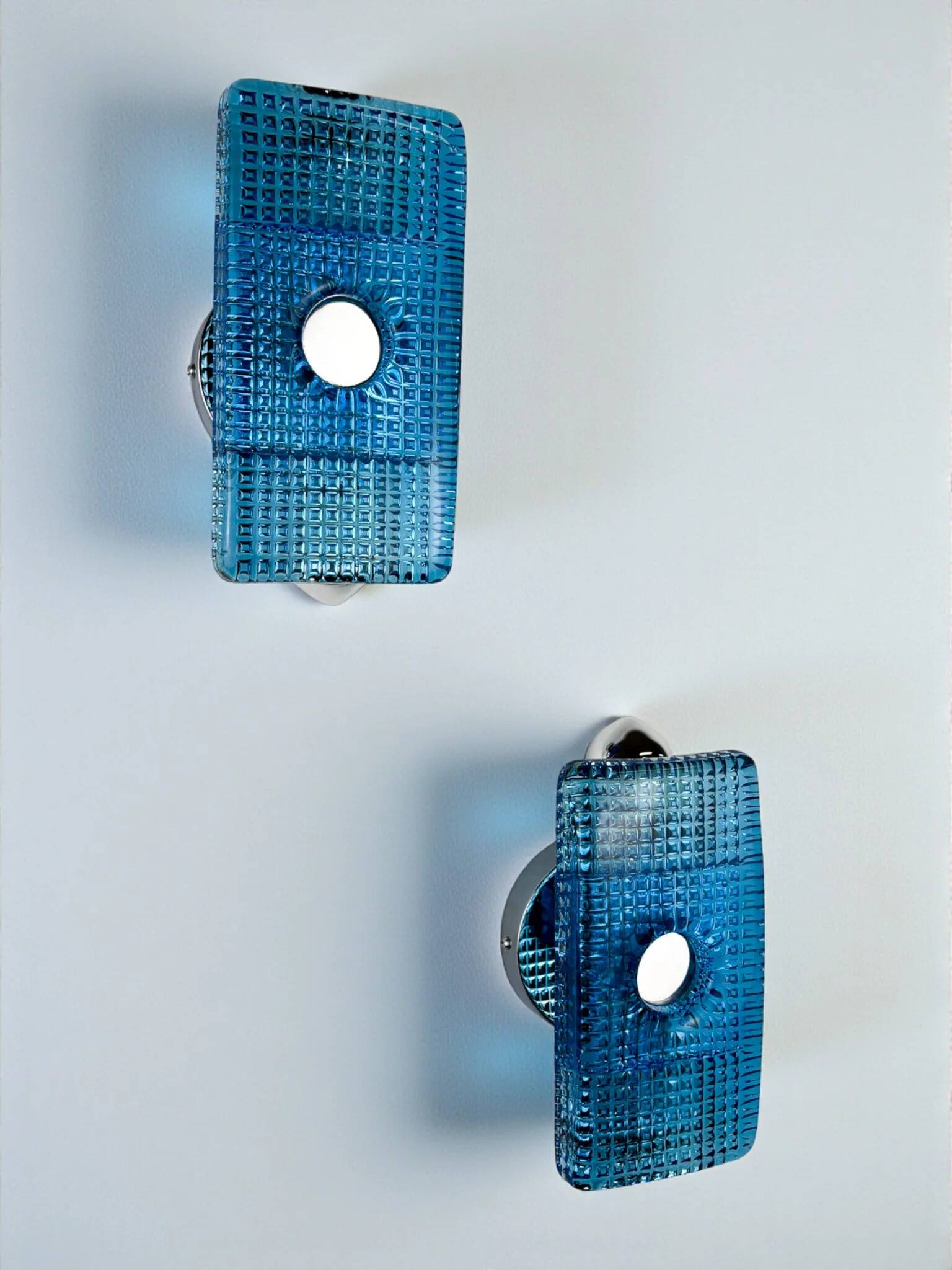 Pair of Space Age Blue Murano Glass Wall Sconces, Italy 1970s