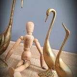 Trio of brass geese
