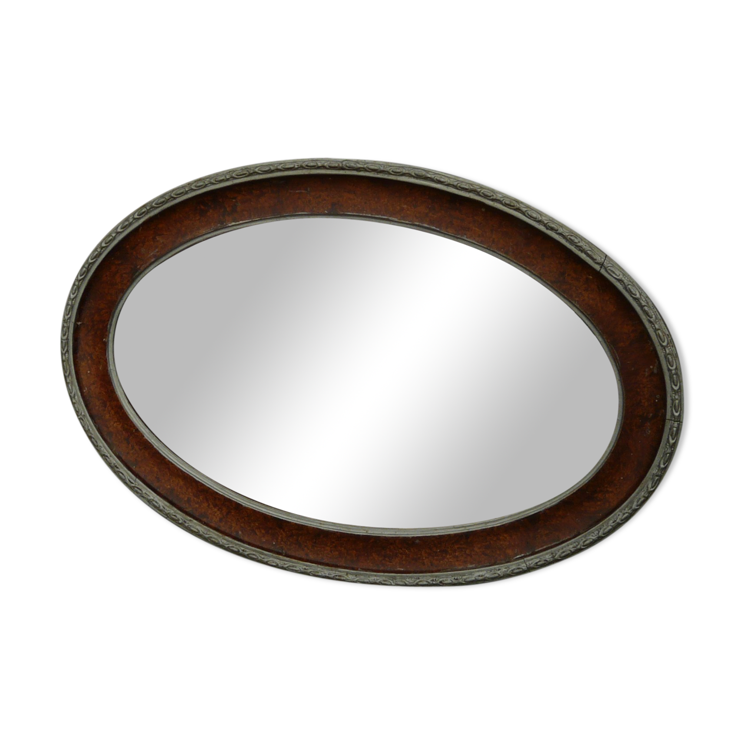 40s oval mirror in wood and stucco 59x39cm
