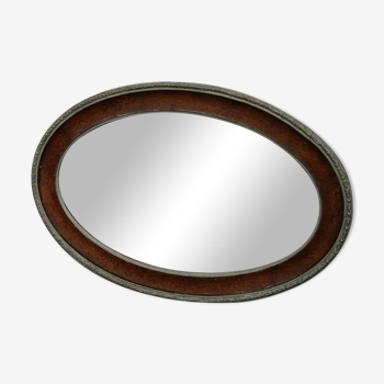 40s oval mirror in wood and stucco 59x39cm