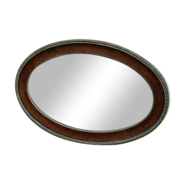 40s oval mirror in wood and stucco 59x39cm