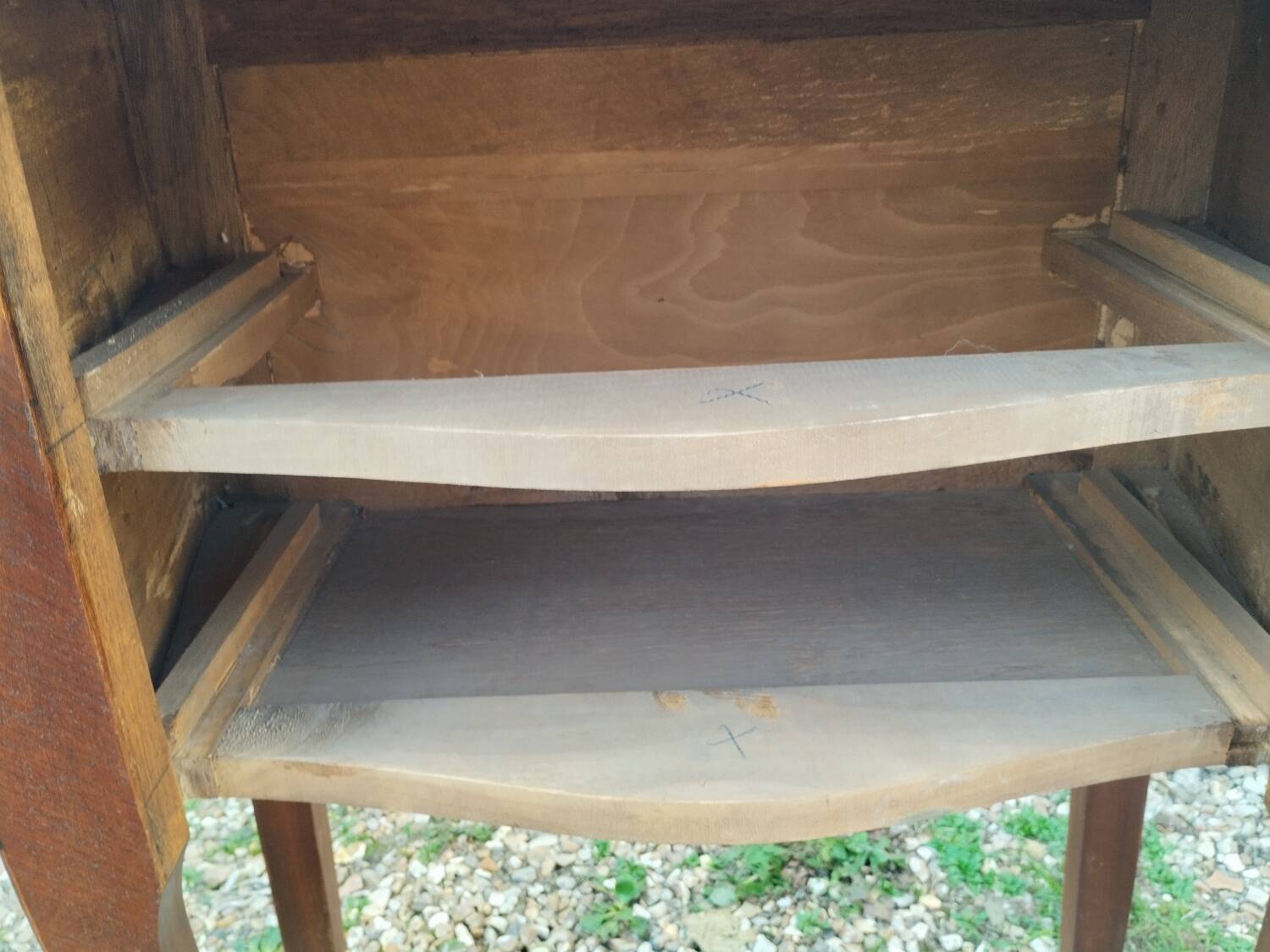 Antique Louis XV style chest of drawers with marble top