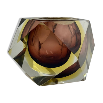 Vase géométrique en verre Sommerso de Murano, Italie, années 1970