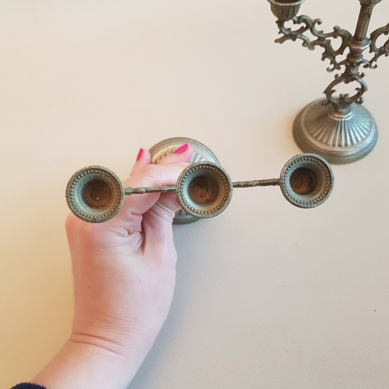 Pair of mini candlesticks small metal table candlesticks