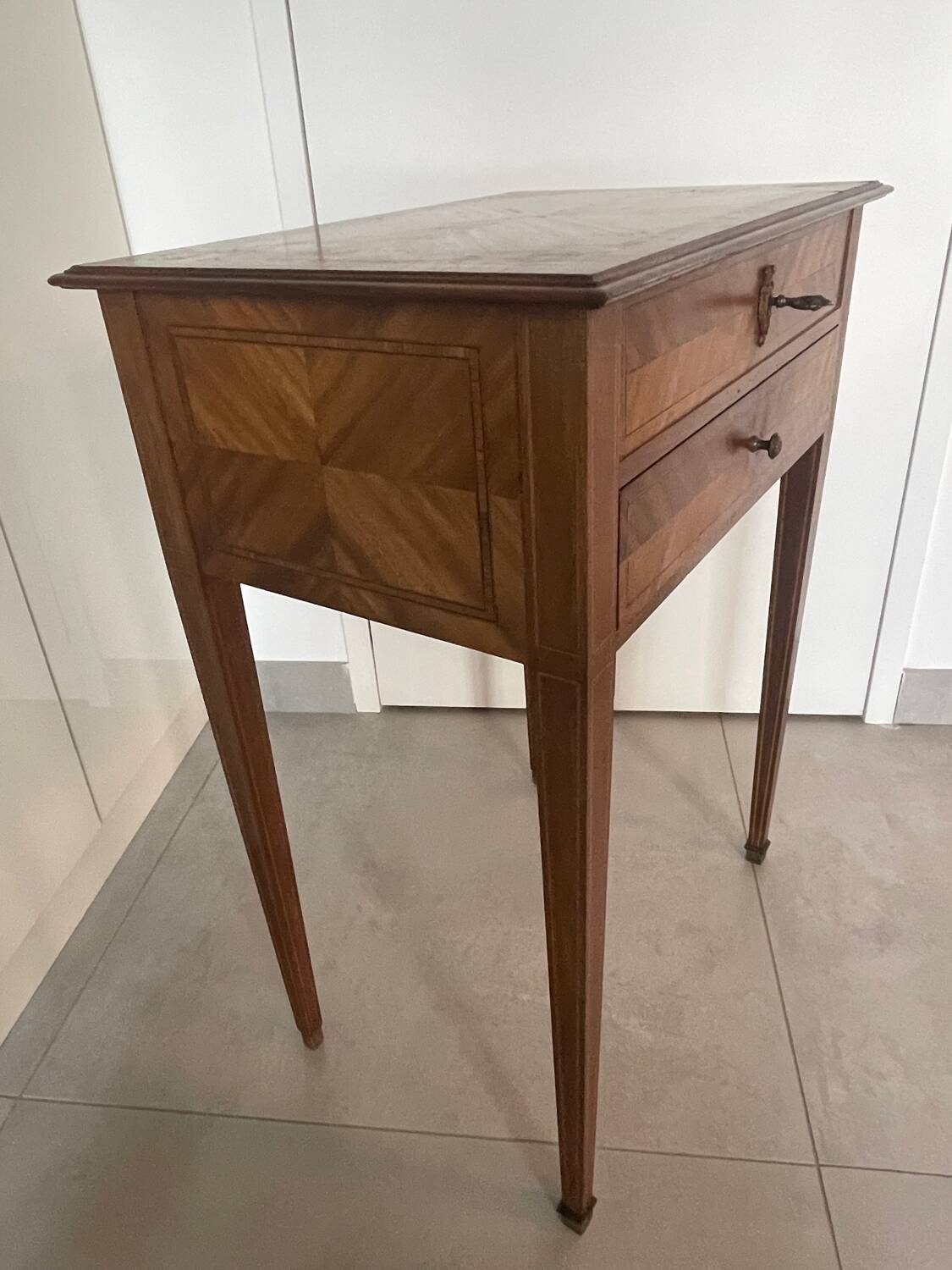 Directoire marquetry console in mahogany
