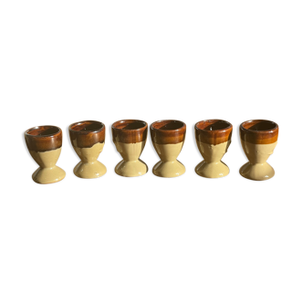 6 vintage two-tone shells in glazed terracotta