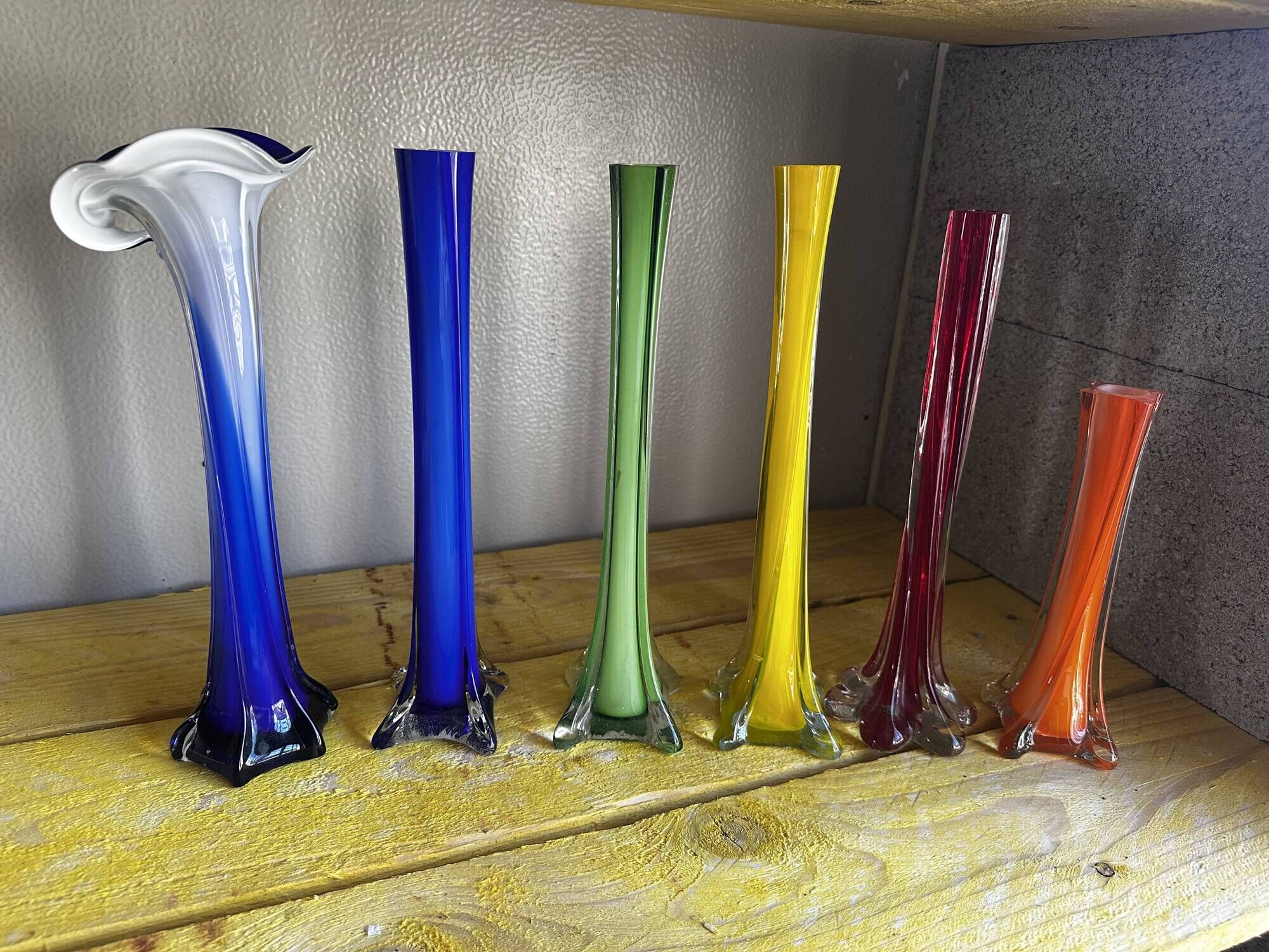 Ensemble de 6 Vases Soliflores années 60 en Verre de Murano