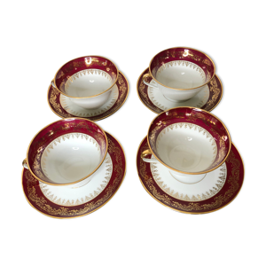 Lot de 4 tasses déjeuner en porcelaine