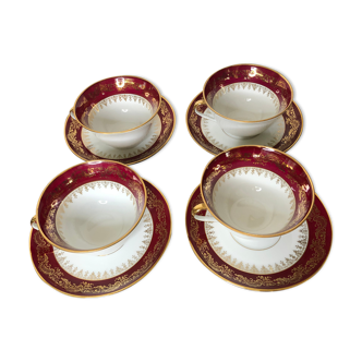 Lot de 4 tasses déjeuner en porcelaine de Limoges