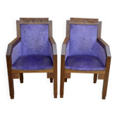 Paire de fauteuils en chêne, Ecole d'Amsterdam, années 30