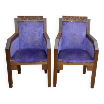 Pair of oak armchairs, Amsterdam School, 1930s
