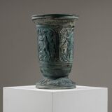 Grand vase en terre cuite à décor mythologique, 1950s